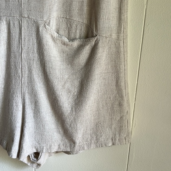 Princess Polly Tan Beige Boho Casual Linen Beach V-Neck Romper Jumpsuit Sz 2 - Picture 12 of 13